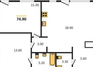 Продаю 2-ком. квартиру, 74.9 м2, Светлогорск, Ольховая улица, 32к5