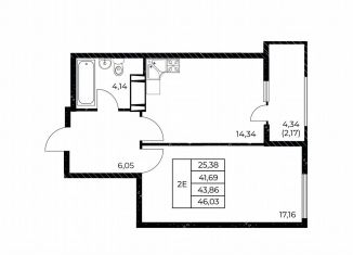 1-ком. квартира на продажу, 46 м2, Ростов-на-Дону, улица Нансена, 99с3