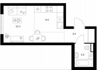 Продаю квартиру студию, 25.4 м2, Зеленоград, 22-й микрорайон, 6.5