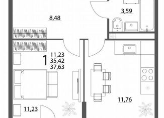 Продажа 1-ком. квартиры, 37.6 м2, Берёзовский