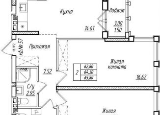 Продаю 2-комнатную квартиру, 64.3 м2, Калининградская область