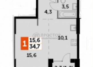 1-комнатная квартира на продажу, 35 м2, Москва, Шелепихинская набережная, 40к1, станция Хорошёво