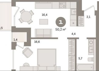 Продается 1-комнатная квартира, 50.2 м2, Санкт-Петербург, муниципальный округ Морской