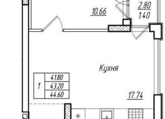 Продается однокомнатная квартира, 43.2 м2, Калининградская область