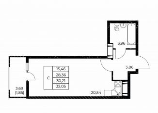 Квартира на продажу студия, 32.1 м2, Ростов-на-Дону, улица Нансена, 99с3