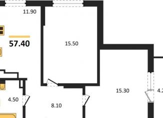 Продается 2-ком. квартира, 57.4 м2, Калининград, Тихорецкая улица, 16Ак3