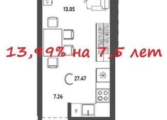 Продам квартиру студию, 27.5 м2, Новосибирск, метро Площадь Гарина-Михайловского