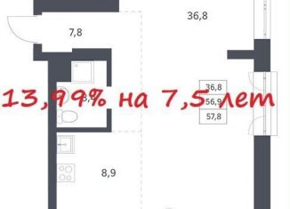 Продаю квартиру студию, 57.8 м2, Новосибирск, Заельцовский район, Красный проспект, 236