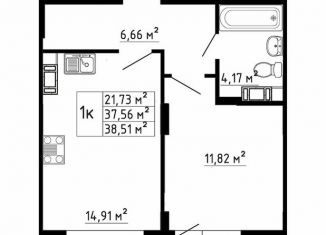 Продажа 1-комнатной квартиры, 37.5 м2, Ленинградская область, Рождественская улица, 2