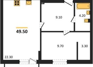 1-комнатная квартира на продажу, 49.5 м2, Калининград, Акварельная улица