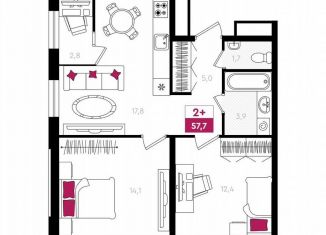 Продается 2-ком. квартира, 57.7 м2, Тюмень, Калининский округ