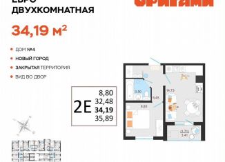 Продается 2-ком. квартира, 34.2 м2, Ульяновск, жилой комплекс Оригами, 4