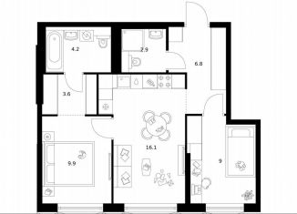 Продается 2-комнатная квартира, 52.5 м2, Москва, ВАО