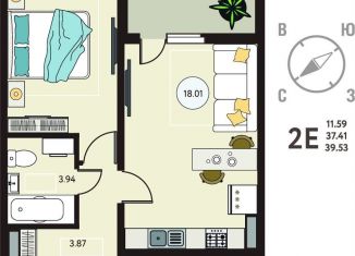 Продажа 1-комнатной квартиры, 39.5 м2, Липецкая область