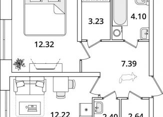 Продам 1-комнатную квартиру, 44.1 м2, Санкт-Петербург, проспект Маршала Блюхера, 3к3, Калининский район