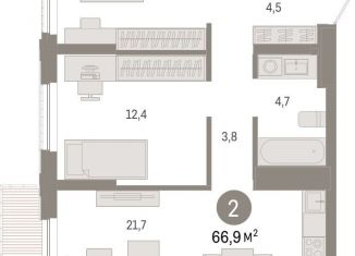 Продаю 2-комнатную квартиру, 66.9 м2, Липецк, площадь Петра Великого, 1