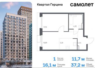 Продается 1-ком. квартира, 37.2 м2, Москва, жилой комплекс Квартал Герцена, к1, метро Зябликово