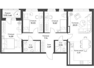 Продается 3-ком. квартира, 84 м2, Свердловская область