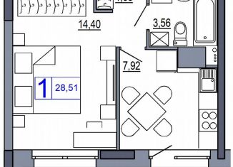 Продам 1-ком. квартиру, 28.5 м2, Волгоград