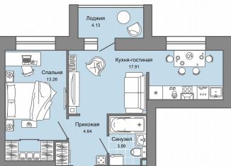 Продам двухкомнатную квартиру, 42 м2, Ульяновская область, жилой комплекс Город Новаторов, 1