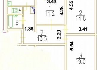 Продаю трехкомнатную квартиру, 72.6 м2, Москва, улица Газопровод, 13к1, станция Красный Строитель