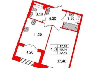 Продам 1-комнатную квартиру, 40.4 м2, Санкт-Петербург, Петровский проспект, 22к2, ЖК Фамилия