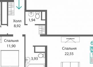 Продается 2-ком. квартира, 60.7 м2, Симферополь