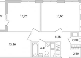 Продаю двухкомнатную квартиру, 65.8 м2, городской посёлок Янино-1