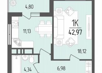 Продажа 1-комнатной квартиры, 43 м2, Армавир