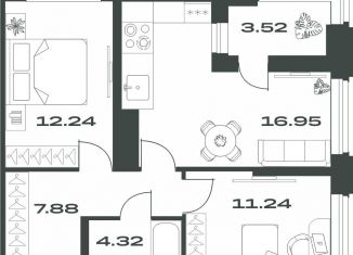 Двухкомнатная квартира на продажу, 56.2 м2, Тула