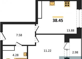 Продается однокомнатная квартира, 38.4 м2, Воронеж, Ленинский район