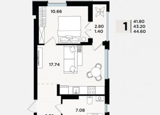 Продам 1-ком. квартиру, 43.2 м2, Пионерский