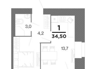 Продаю 1-ком. квартиру, 32.8 м2, Рязань, Московский район