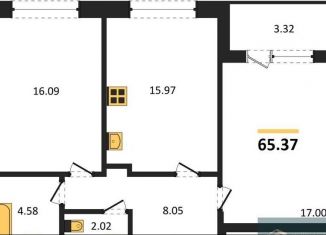 2-комнатная квартира на продажу, 65.4 м2, Воронеж, улица Ворошилова, 1