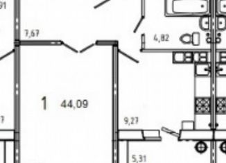 Продается 1-комнатная квартира, 44.3 м2, Курск