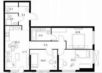 Продается 3-ком. квартира, 79.7 м2, Мытищи