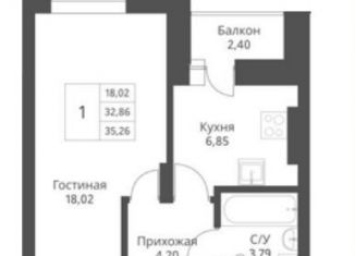 Продажа однокомнатной квартиры, 35.3 м2, Новосибирск, Заельцовский район