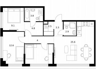 Продажа 3-ком. квартиры, 78.1 м2, Москва