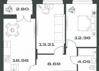 Продаю двухкомнатную квартиру, 57.7 м2, Тула