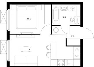 Продам 1-комнатную квартиру, 32.3 м2, Мытищи