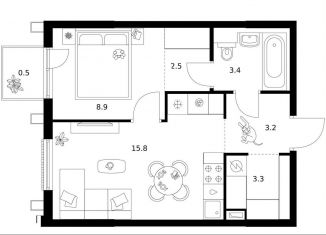 Продается однокомнатная квартира, 37.6 м2, Москва, район Москворечье-Сабурово, жилой комплекс Москворечье, 1.3