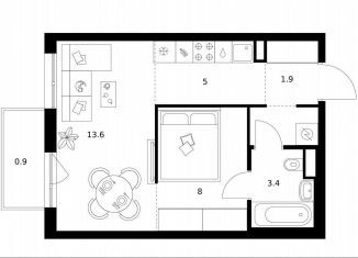 Продам 1-комнатную квартиру, 35.2 м2, Москва, жилой комплекс Кавказский Бульвар 51, 3.5, метро Южная