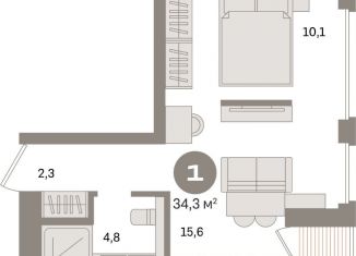 Квартира на продажу студия, 34.3 м2, Санкт-Петербург, муниципальный округ Морской