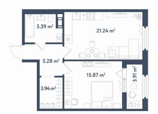 Продается 1-комнатная квартира, 53.7 м2, Санкт-Петербург, Московский район