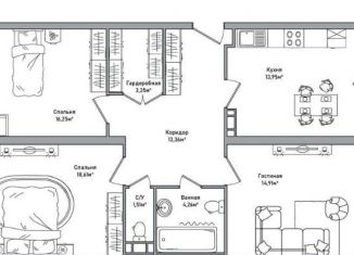 Продается трехкомнатная квартира, 88.1 м2, Ярославль, проспект Фрунзе, 56Д