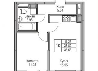 Продажа 1-комнатной квартиры, 36.8 м2, Санкт-Петербург, Ивинская улица, 1к3, муниципальный округ Лахта-Ольгино