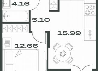 Продается однокомнатная квартира, 40.9 м2, Тула