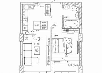 Продается 2-ком. квартира, 44 м2, Ростов-на-Дону, проспект Стачки, 200с2