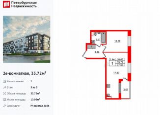 1-комнатная квартира на продажу, 35.7 м2, Санкт-Петербург, муниципальный округ Пулковский Меридиан