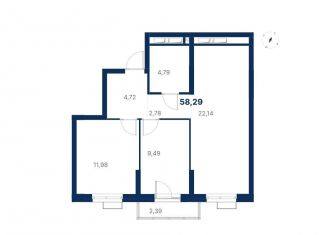 Продается 2-комнатная квартира, 58.3 м2, Екатеринбург, Чкаловский район